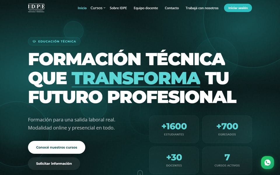Sitio web de un instituto de formación técnica en Montevideo