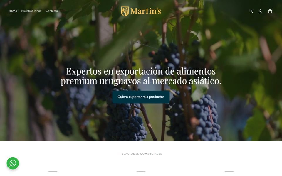 Sitio y tienda de una exportadora uruguaya de alimentos y vinos premium